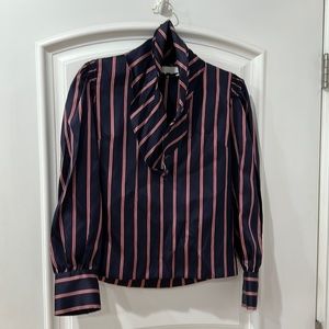 Sandro tie-neck striped satin-twill size 1